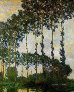 Bosque Painting - Álamos cerca de Giverny Clima nublado Bosque de Claude Monet